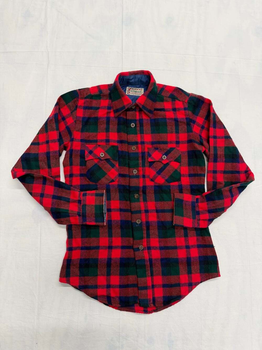 Vintage 70s McGregor 100% Virgin Acrylic Red Plaid Flannel Shirt
